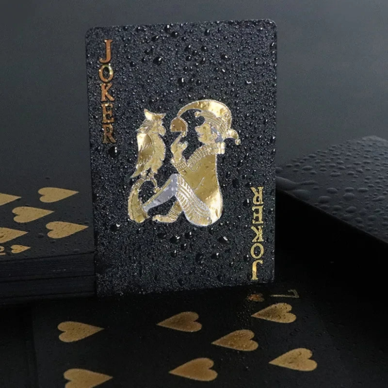 Cartas de Luxo Impermeáveis com Design Ouro e Preto